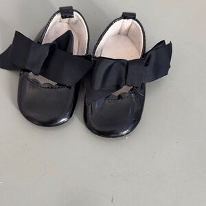 Elegant Black Baby Shoes with Bow Perfect For The Holidays
